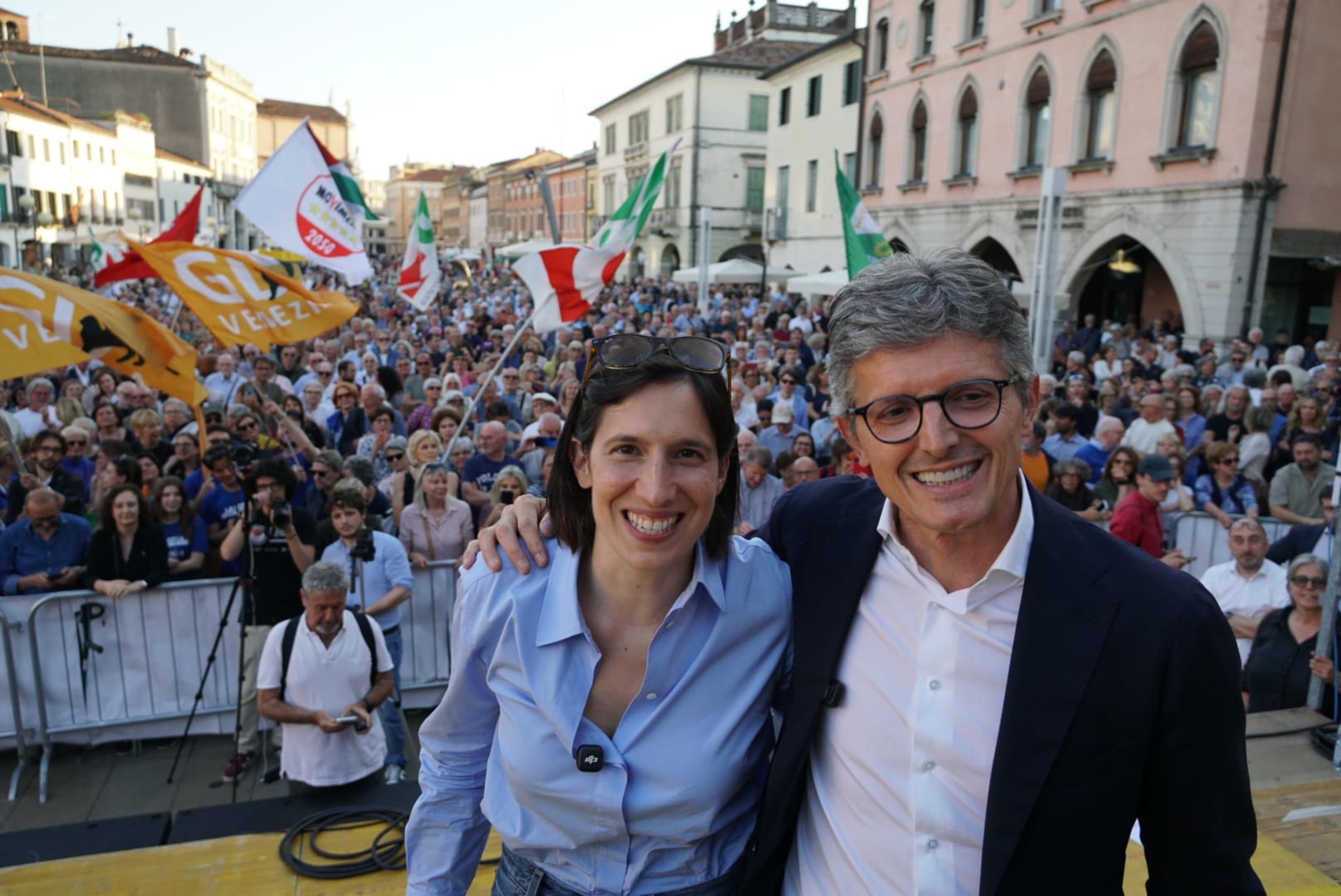 Elly Schlein alla chiusura della campagna elettorale del candidato sindaco al Comune di Venezia, Andrea Martella