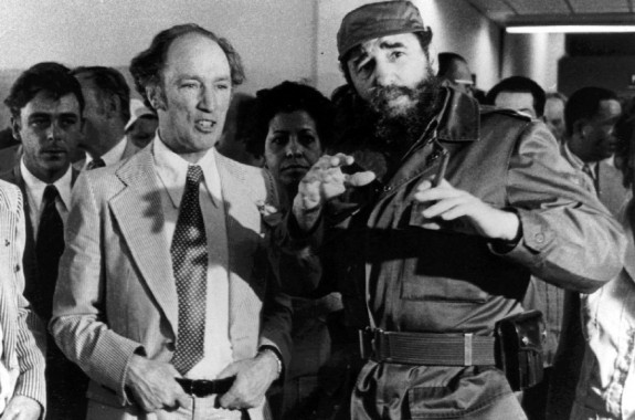CPARCHIVEPHOTO FILE--Former prime minister Pierre Trudeau looks on as Cuban President Fidel Castro gestures during a visit to a Havana housing project in this Jan. 27, 1976 photo. Cubaís Castro, former U.S. president Jimmy Carter and Prince Andrew are among the dignitaries expected to attend the state funeral for Trudeau in Montreal on Tuesday.(CP PICTURE ARCHIVE/Fred Chartrand)