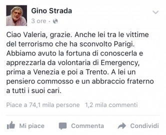 Gino Strada saluta Valeria