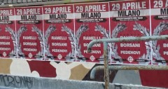 Milano, Manifesti fascisti sul murale degli studenti