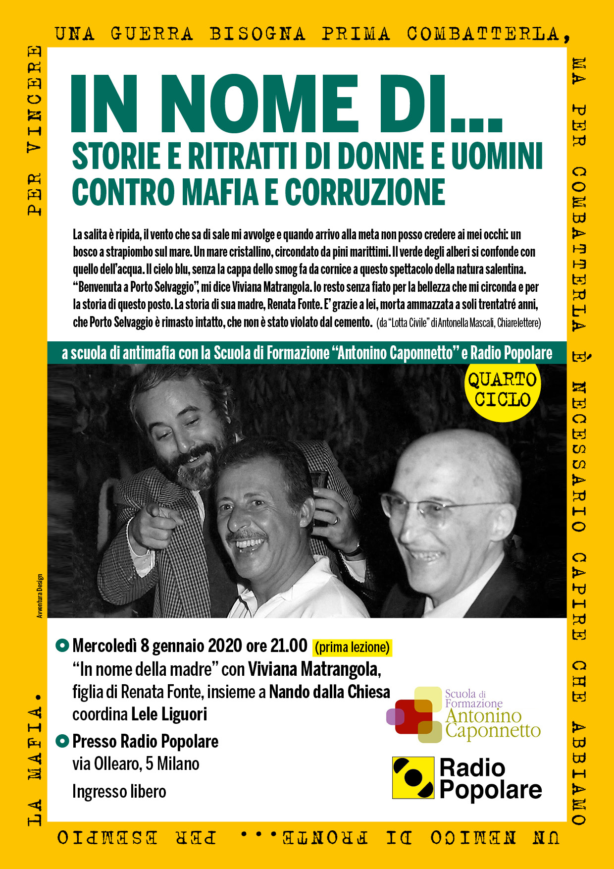 Lezioni di antimafia 2020 - La locandina