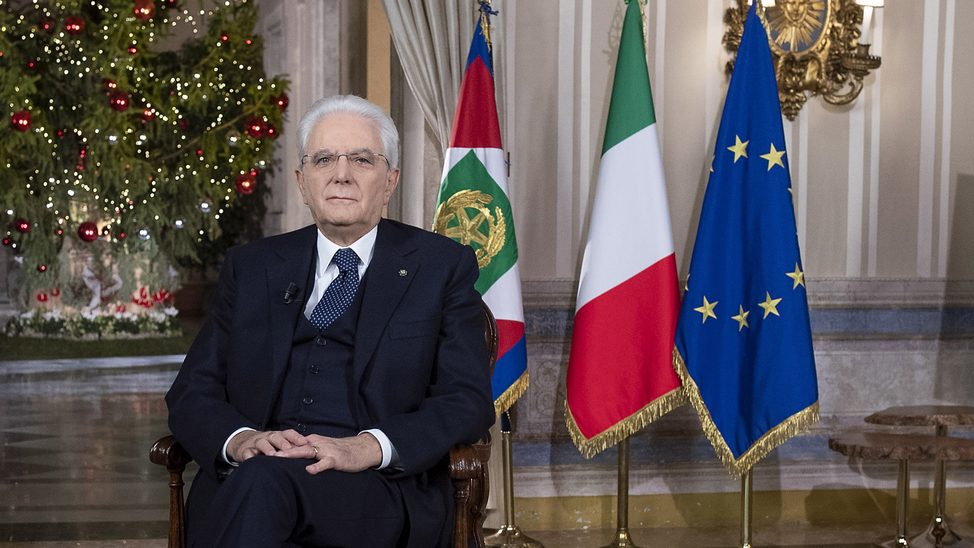 Il Presidente Sergio Mattarella durante il discorso di fine anno