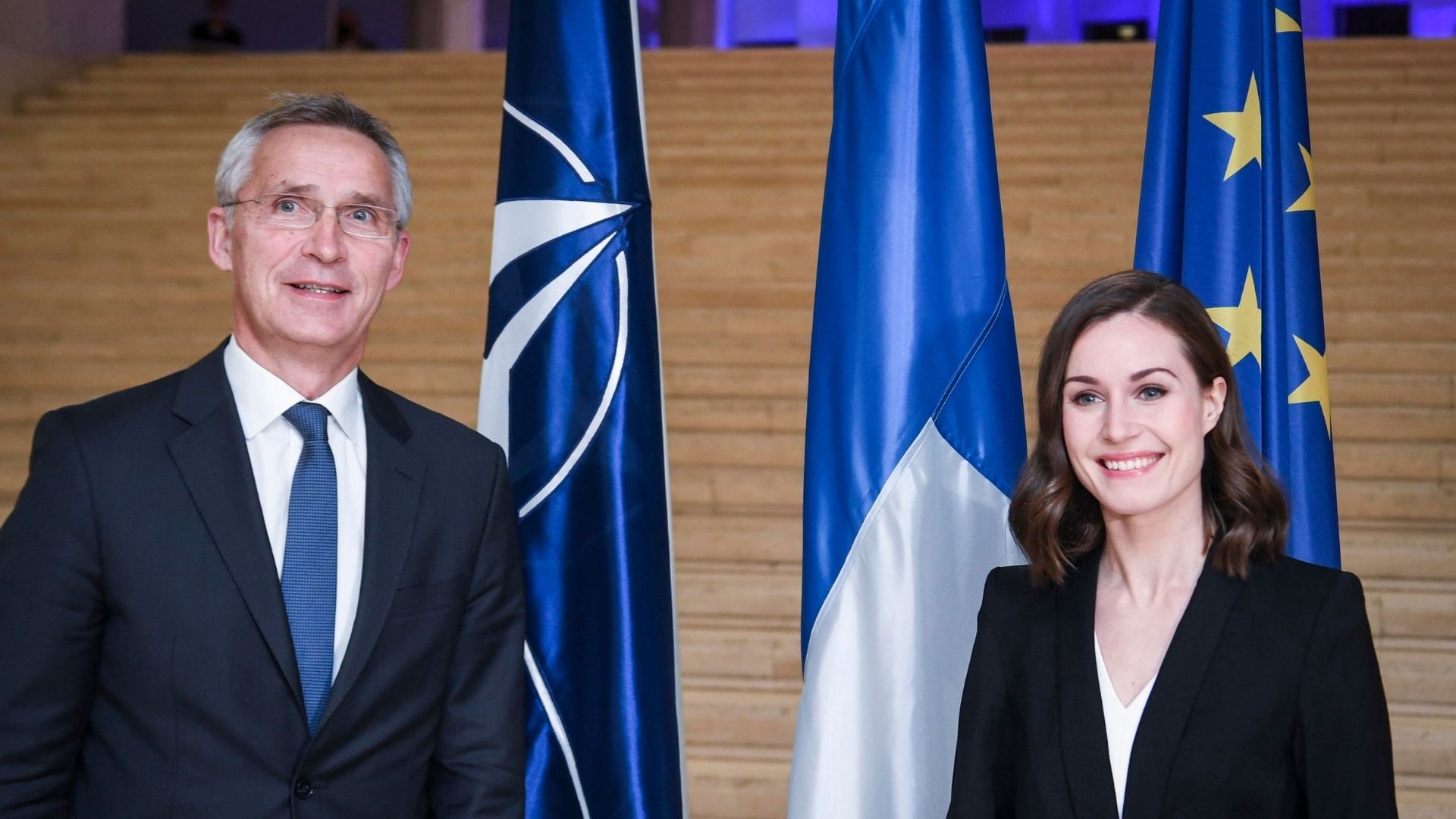 Il primo ministro dell Finlandia Sanna Marin incontra il segretario generale della NATO Jens Stoltenberg