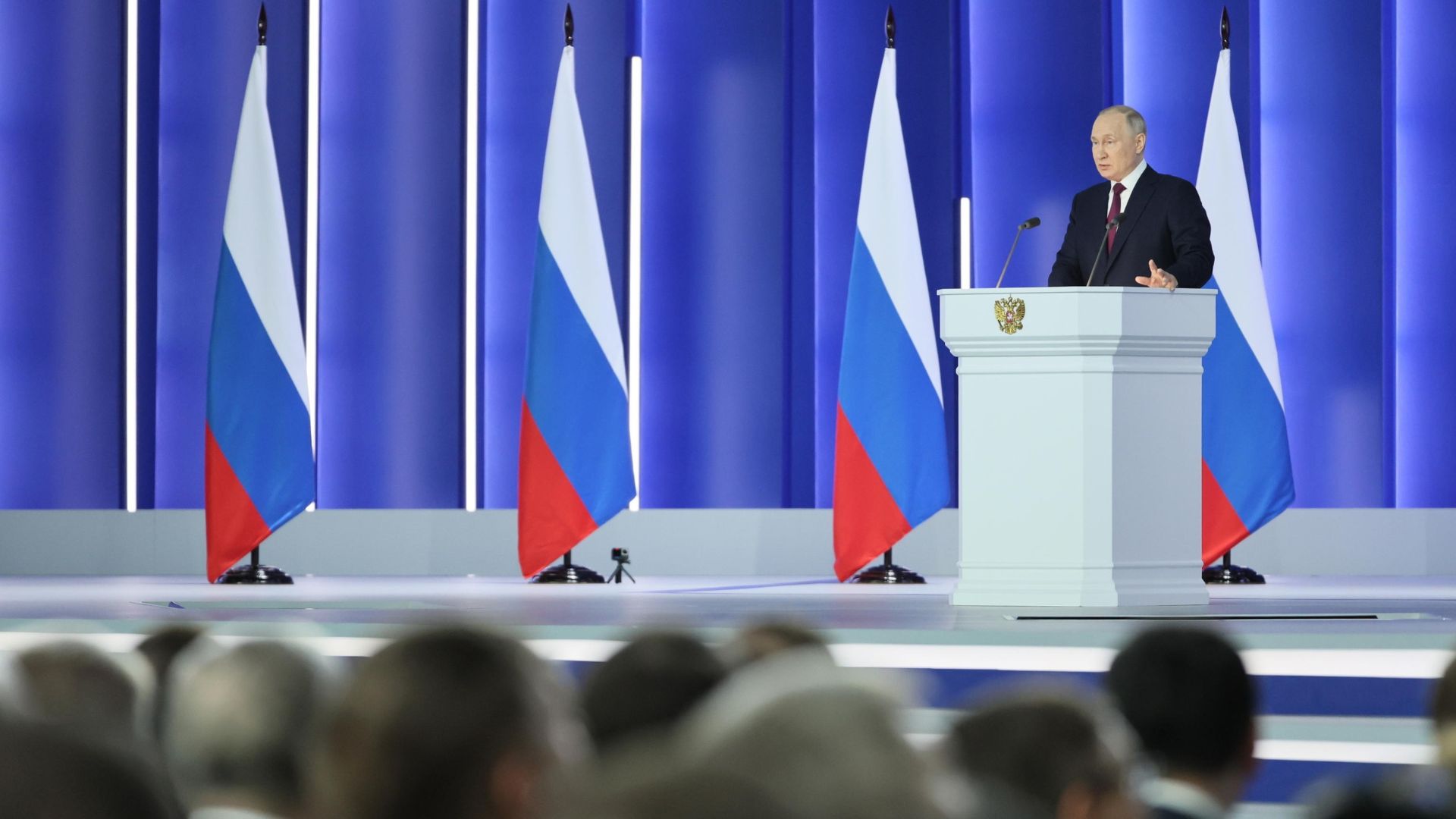 Vladimir Putin parla all'assemblea federale