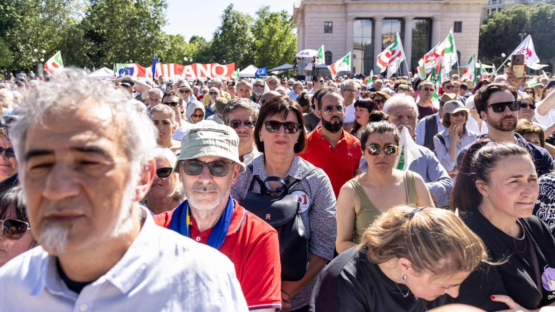 manifestazioni milano Lega e PD 1 giugno ANSA